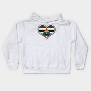 Large Chrome Heart in LGBT Ally Pride Flag Colors Kids Hoodie